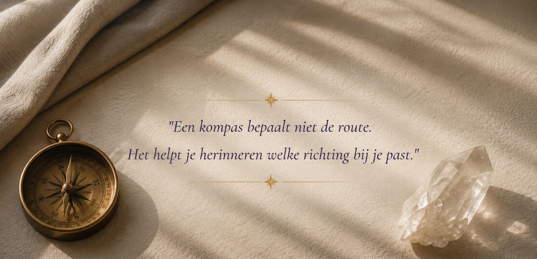 Een kompas bepaalt niet de route. Het helpt je herinneren welke richting bij je past.